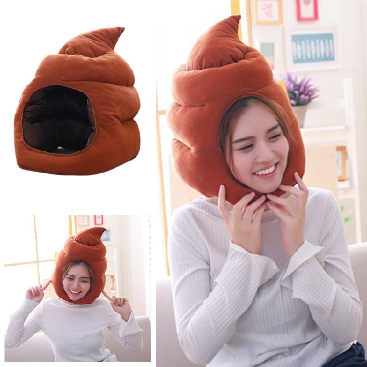 Diadema con Forma de Caca Sombrero de Felpa Gorra de Dibujos Animados con Orejeras Accesorios para Fotos de Cosplay de Halloween