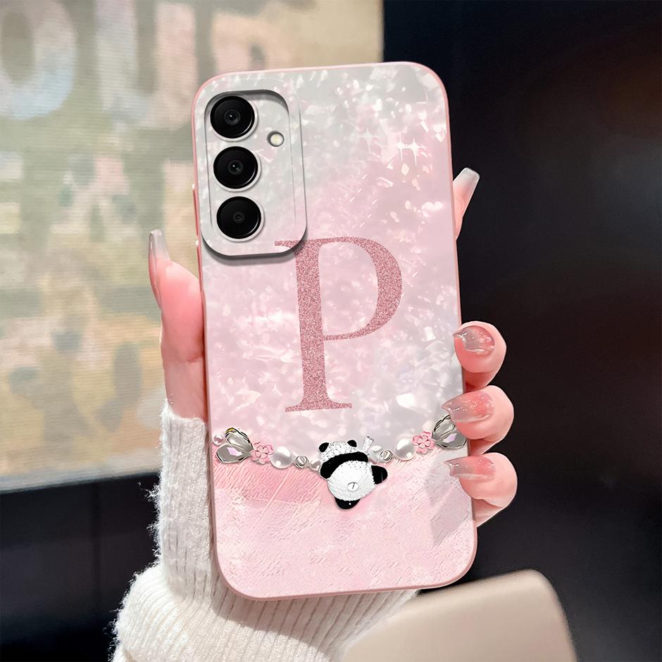 Case For Samsung Galaxy A25 A26 A36 A56 5G Cute Cartoon Panda 26 Letters Silicone Cover For SamsungA36 A56 GalaxyA25 A26 Fandas