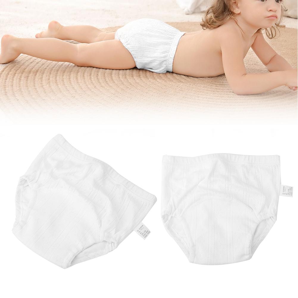 Potte treningsundertøy Vaskbare småbarn Bomull Treningsbukser Lekkasjesikre Bleiebukser(Hvit L)