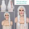 Elegant Long Wavy Curly Wig Middle Part Cosplay Lolita Wigs White Orange Synthetic Wigs  Halloween