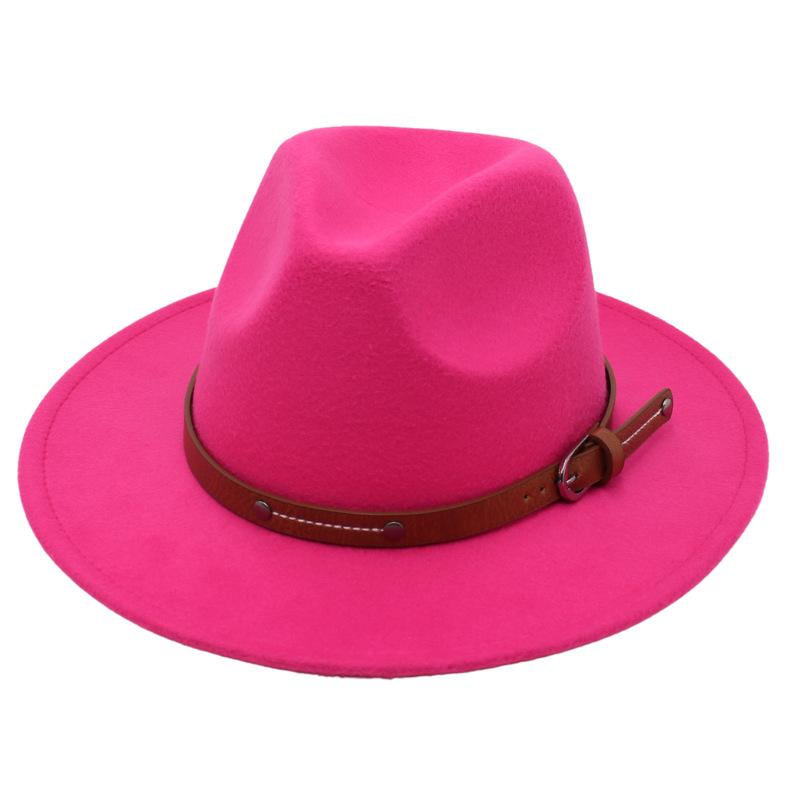 1PC Fashion Wool Fedora Hat Men Autumn Winter Wide Brim Jazz Cap Imitation Woolen Women Church Felt British Hat