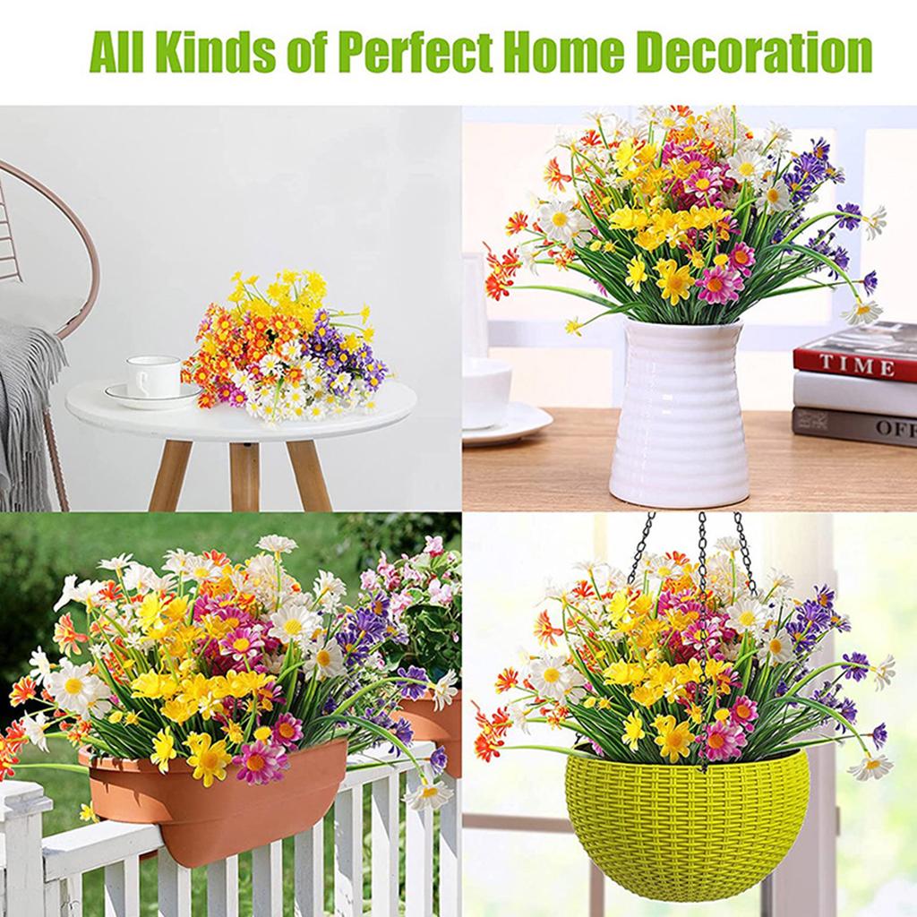 12 Mazzi di Fiori Margherita Artificiali 7 Colori Fiori Finti per Decorazione Esterna e Interna Fiori Artificiali in Vaso