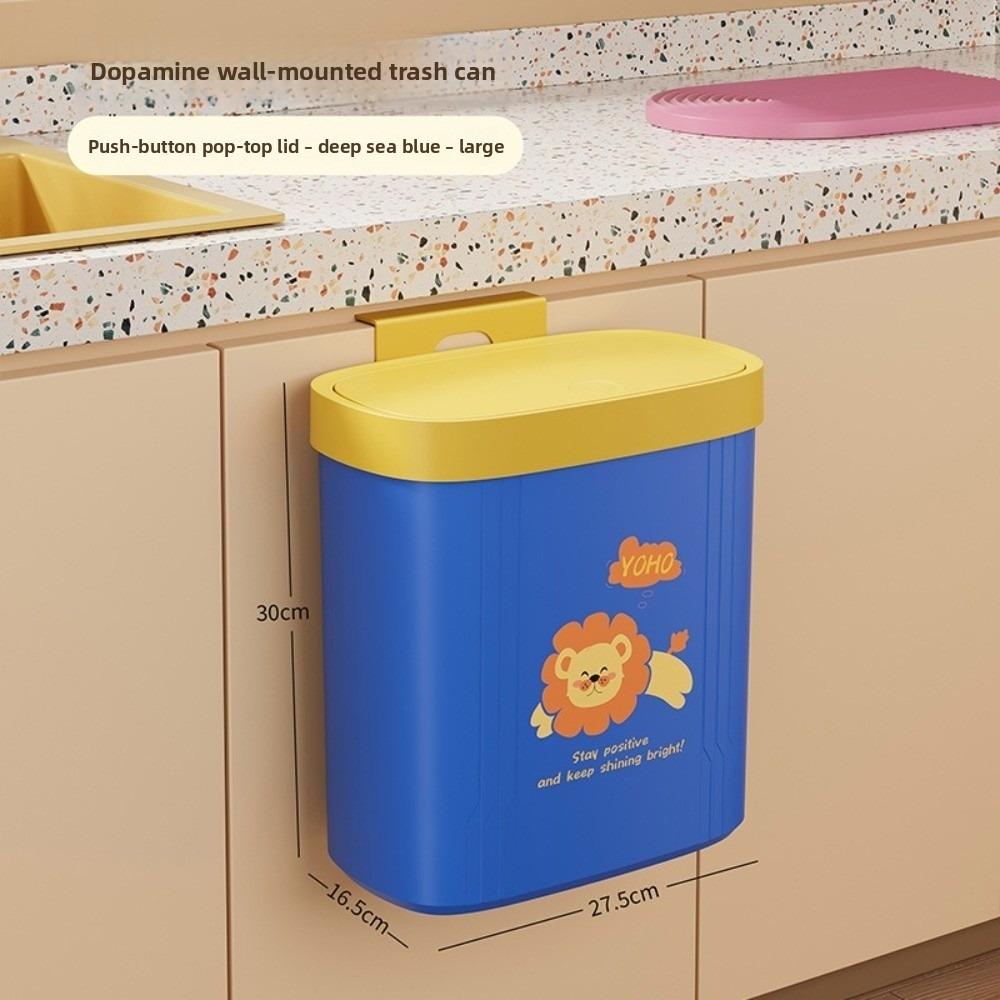 New 2 Type Kitchen Trash Bin Leak-Proof Space-Saving Wall-mounted Trash Can Candy Color with Lid Garbage Can Kitchen Use