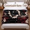 Rose Floral Theme Soft Blanket Personalized Custom Name Text Print Warm Blanket Home Sofa Bedroom Decor