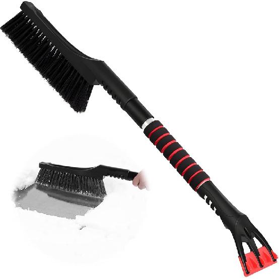 Snow Brush with Detachable Ice Scraper for Car Flexible Snow Remover and Windshield Cleaning Tool with Wide Bristle Brush - Winter Sweeper for Auto,