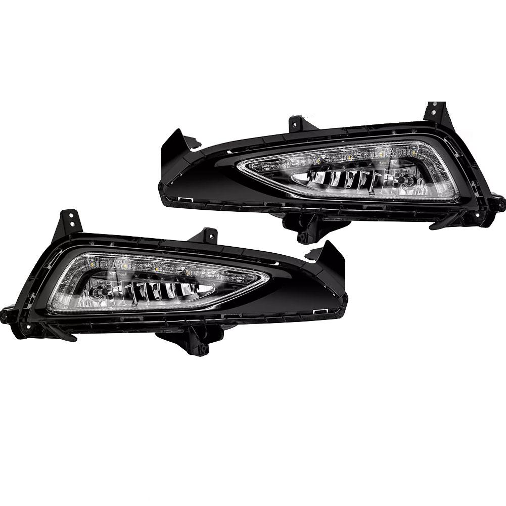 1 Pair LED DRL Daytime Running Lights Compatible For Tucson Models 2016-2018, Front Bumper Fog Lamps, Dual Color Automobile Driving Lights Replacement
