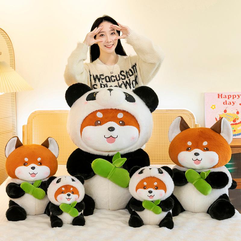New Bear Chai Yuanyuan Doll Giant Panda Turns Into Raccoon Plush Toy Holding Bamboo National Treasure To Give Children's Gifts