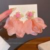 Super Fairy Pink Mesh Flower Earrings for Women, Suitable for Summer Stud Earrings, Atmosphere, Vacation Style, Sweet and Gentle Earrings