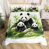 Kids Cute Panda Bedding Set King Panda Bear Comforter Cover for Boys Girls Wild Animal Duvet Cover Cartoon Bamboo Quilt Cover