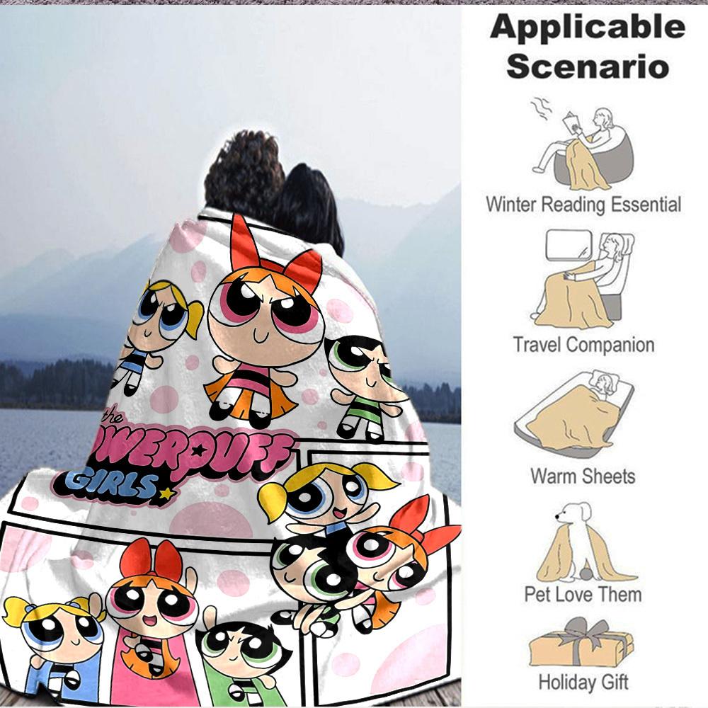 1pc Powerpuff Girls Blanket Soft All Season Throw with Vibrant Design, Perfect for Home, Travel, and Gifts, Ideal for Naps and Camping