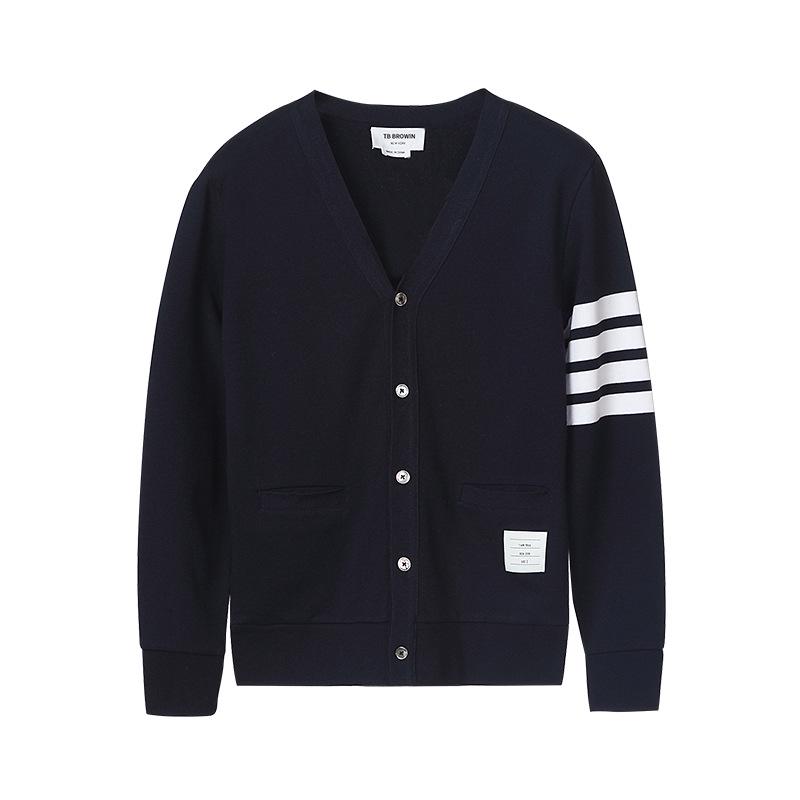 Unisex College Style Cotton Yarn-Dyed Casual Cardigan Jacket