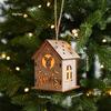 House Shape Light Decor Wood Material Hanging Charm Exquisite Christmas House Ornament  Home Layout