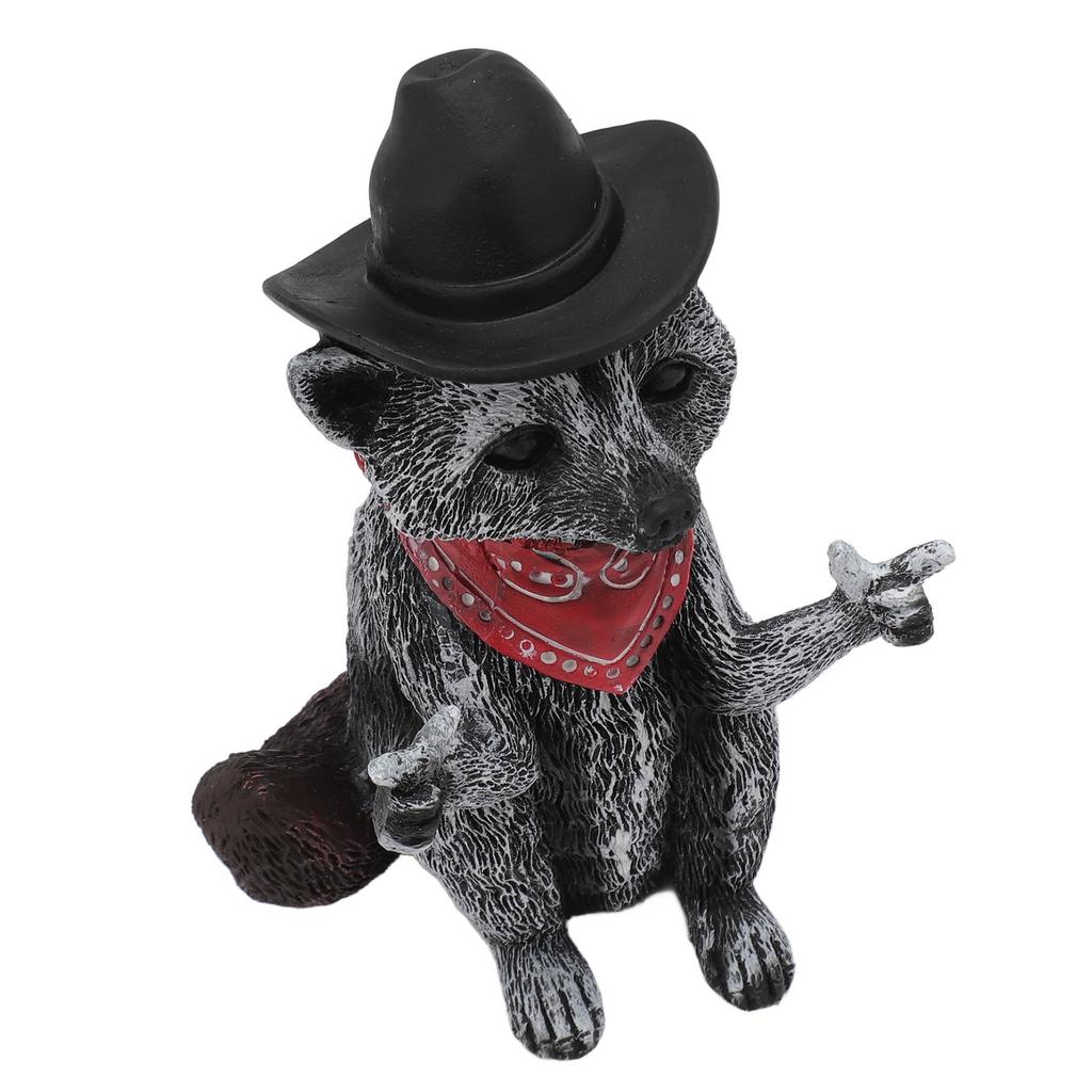 Raccoon Figurine Funny Lifelike Decorative Resin Wild Animal Statue Ornament for Desk Bookshelf