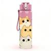 1PC Multi Breed Cat Face Cartoon Group Print 750ml Color Plastic Sports Water Bottle Leakproof Flip Straw Lid Suitable for Sports Office Home Use
