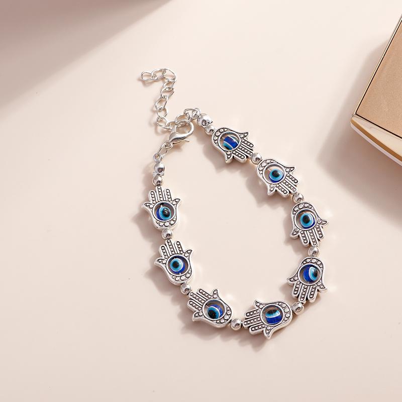 Vintage Hamsa Hand Fatima Evil Eye Bracelets for Women Jewelry Bohemian Natural Stone Beads Charm Bangles Couple Gift
