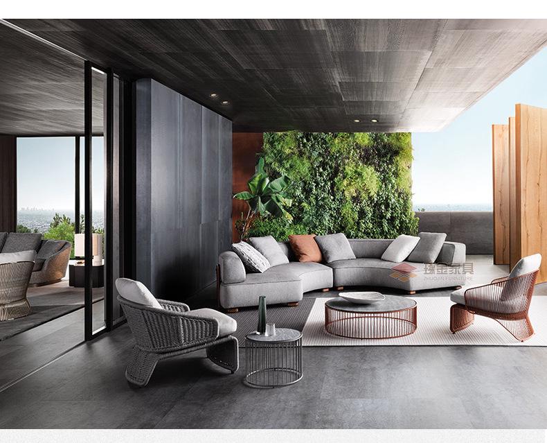 Nordic Outdoor Rattan Double Sofa for Balcony, Courtyard, Garden, or Villa.