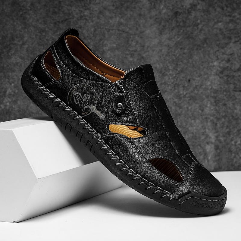 Mode Atmungsaktive Herren Slipper Ausgeschnitten Sommer Loafer Herren Freizeit Lederschuhe Heißer Verkauf Freizeitspaziergang Mokassins Wanderschuhe
