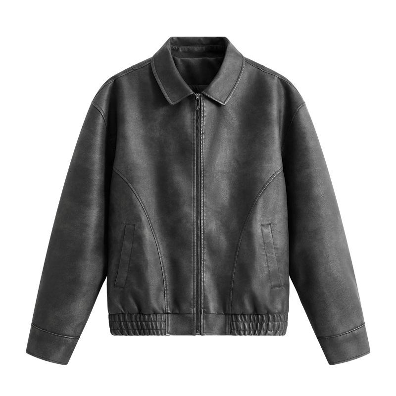 American new retro shoulder-down men's leather jacket daily out of the street soft PU fabric couple leather jacket men