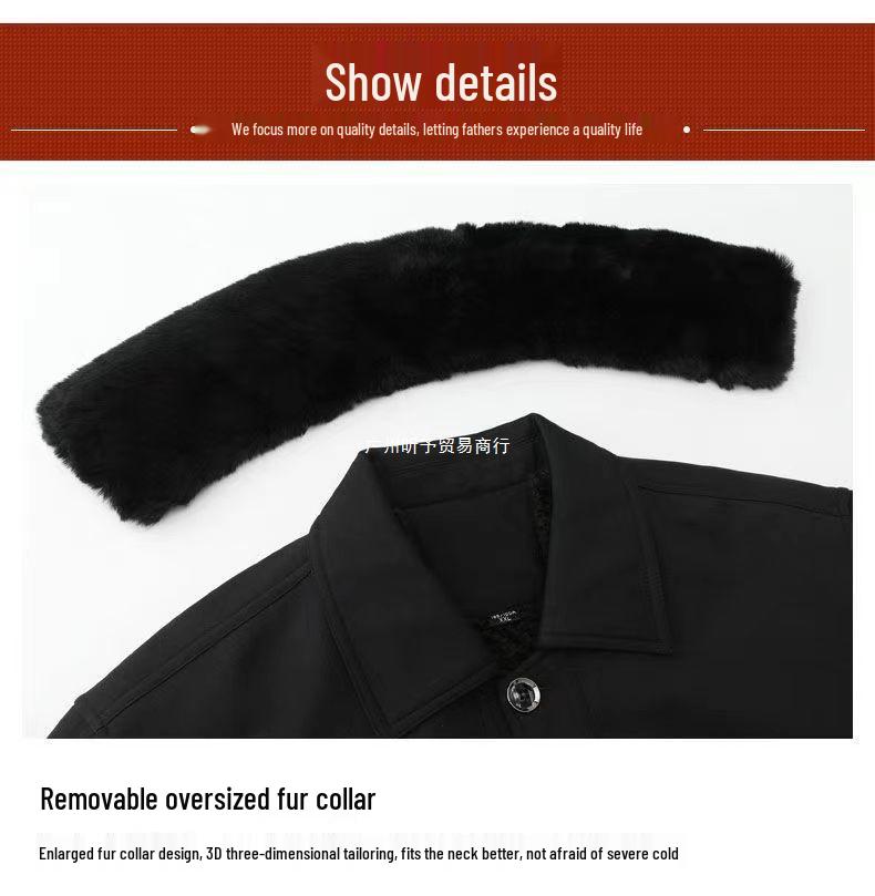 Men's Winter Coat for Seniors - Thickened Cotton Padded Jacket with Buttons for Ages 70-80