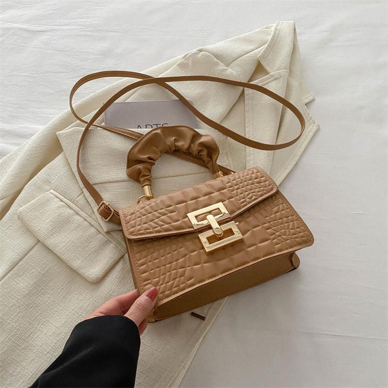 

Chic Retro Fashion Spring Casual Pu Leather Handbag Versatile Small Square Bag хакі