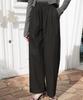 DEHEVE String Pintuck Wide Pants [Black]