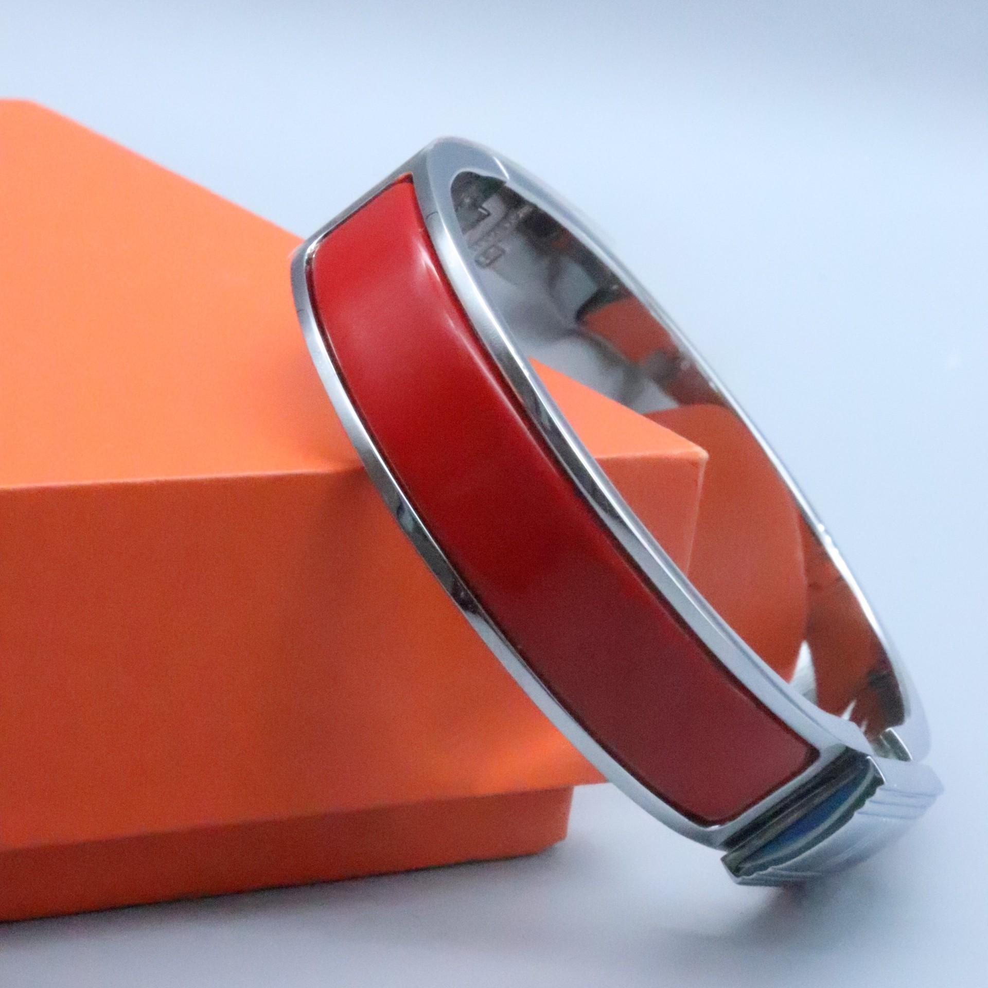 

Высококачественные эмалевые браслеты с замком для мужчин и женщин H-браслеты size 17, gold красный