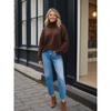 Women Trendy Oversized Solid Color Knitted Sweater Long Sleeve Vintage Casual Jumpers Turtleneck Pullover