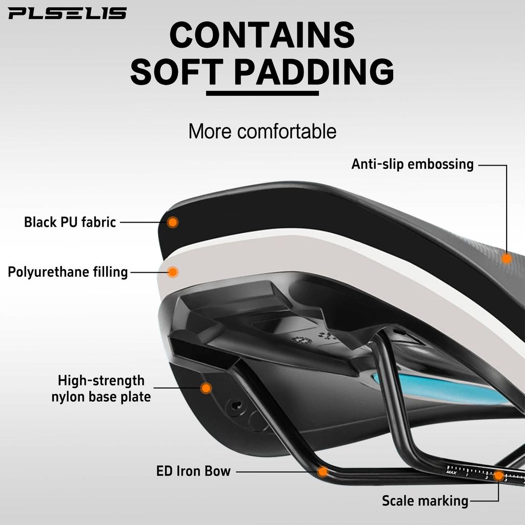 Plselis Road Bike Cushion, Mountain Bike Saddle, Hollow and Breathable, Ergonomic Design, Aerodynamic Design330g