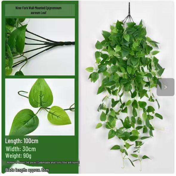 Dekorative künstliche Rettichranken, grün, zum Aufhängen an der Wand, Blattornamente
