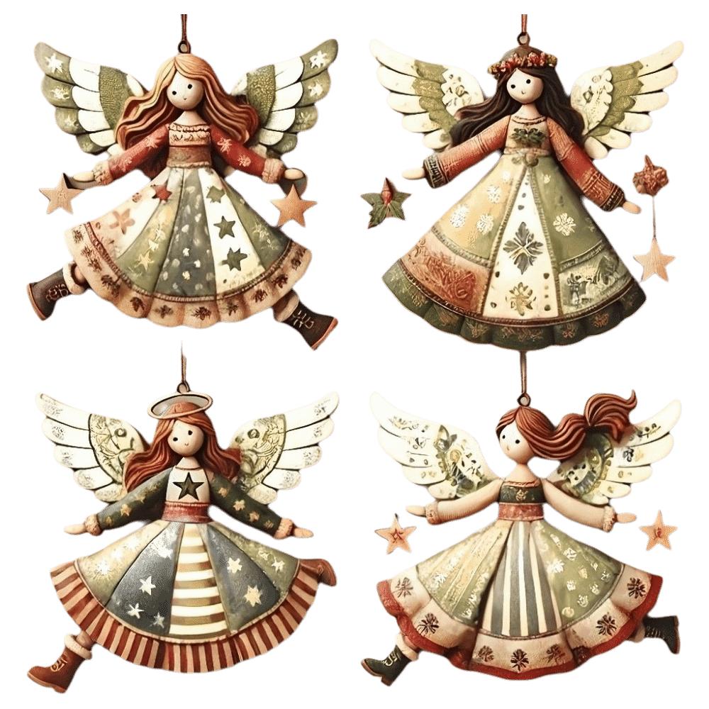 1 pcs DIY Crafts Wooden Christmas Tree Decor 1D Flat Colorful Design Girl-Shaped Pendant Ornaments Xmas Decor Xmas