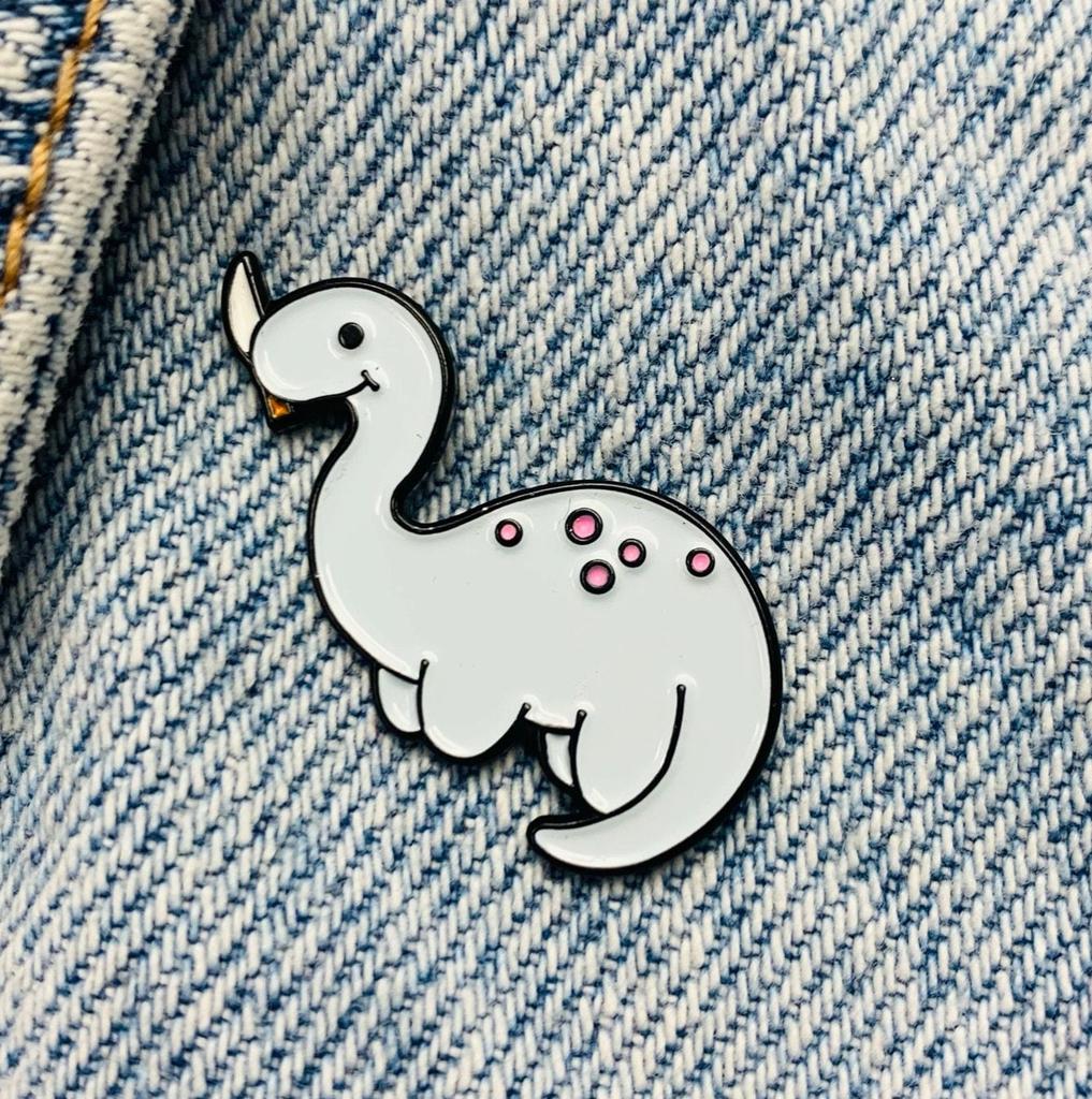 New Enamel Pin Dinosaur Dino Animal With Knife Funny Metal Pin Gift Birthday 1 Piece