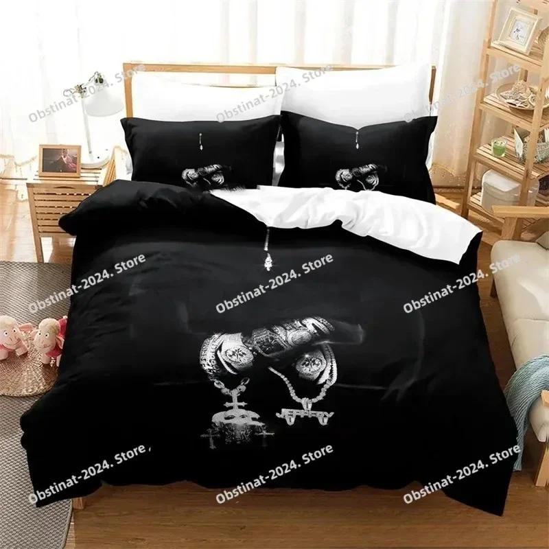 3D Hip Hop Singer Yeat Bedding Set Printed Single Comforter Quilt Bed Cover Duvet Cover Pillow Case 3 Pieces Set Kids Adult Size