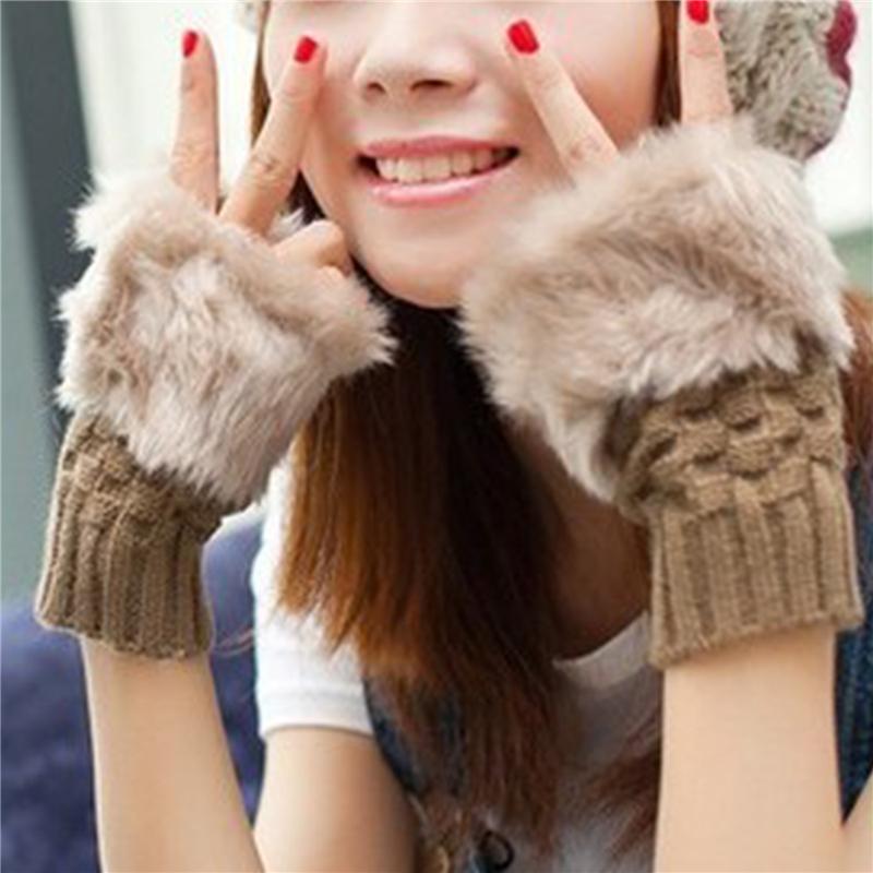 2026 Hot Winter Women Gloves Sweet Plush Knitting Quality Warm Fashion Short Mitten Fingerless Half Finger Glove For Female