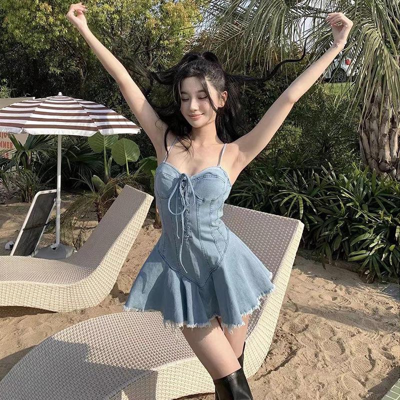 

Женская джинсовая юбка-торт 2025 года, стройнящая, большого размера, с контролем живота, короткая XL