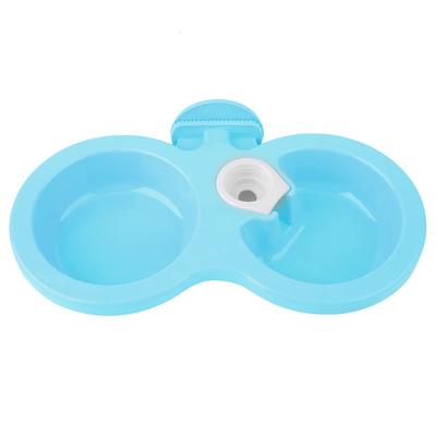 Ciotola Doppia Sospesa per Animali Domestici Gatto Cane Cucciolo Mangiatoia Cibo Acqua per Gabbia Crate Piccola (blu)