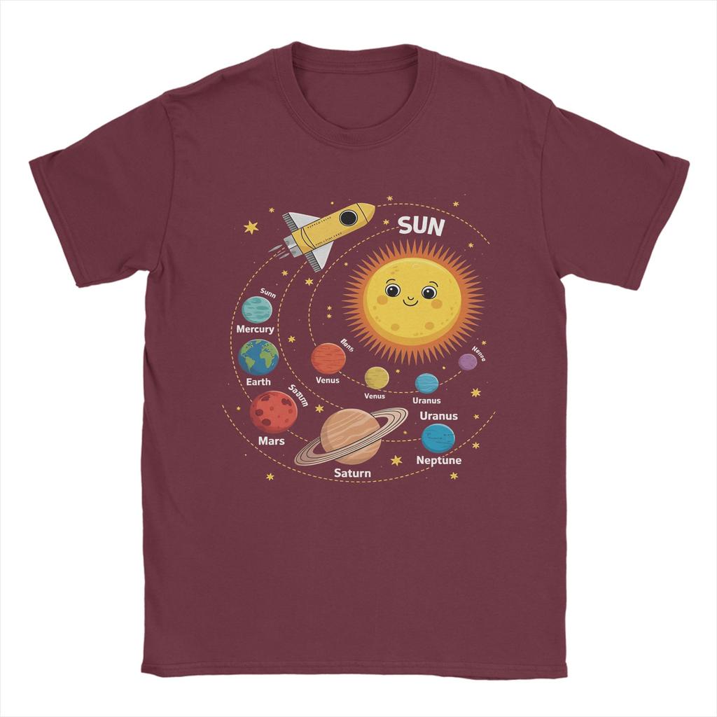 Mens Solar System Space Planet Universe Sun T Shirts  100 Cotton Clothing Funny Short Sleeve Crewneck Tees Graphic TShirts