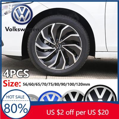 2026 Caliente Para VOLKSWAGEN VW 4 Piezas 56/60/65/70/75/80/90/100/120mm Pegatinas 3D para Rueda de Coche Tapacubos Central Emblema Insignia Calcomanía Para VW GT