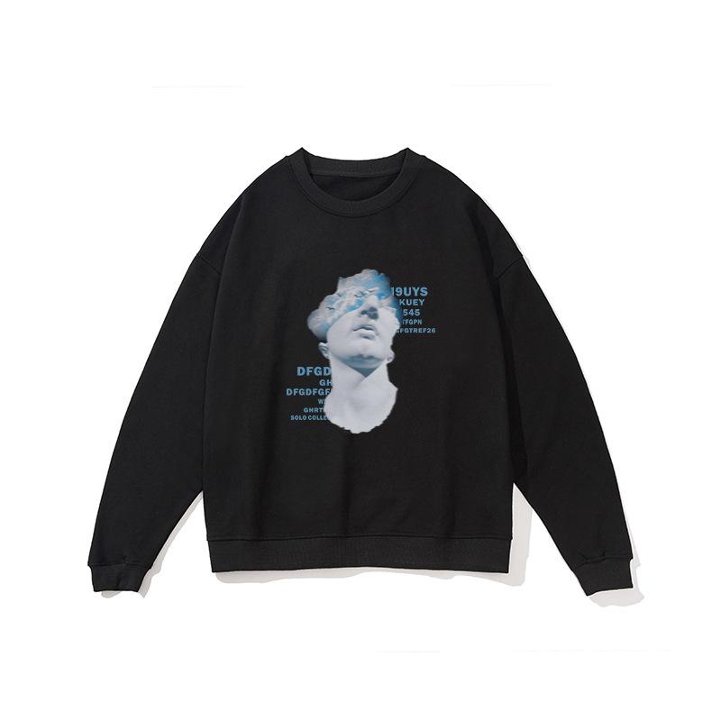 

Весенняя новинка, мужская толстовка с круглым вырезом, чистый хлопок, цифровая печать, свободная мужская верхняя рубашка XXL чёрный