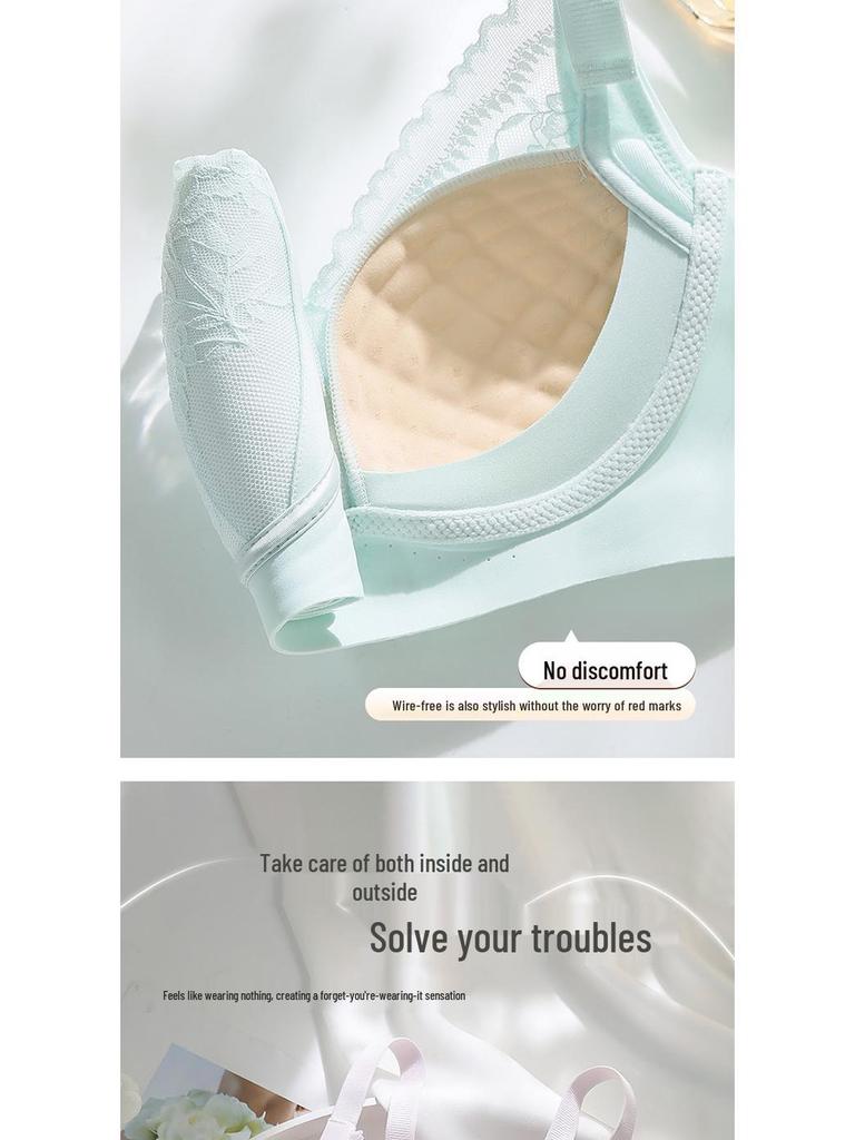 Adjustable Wire-Free Lace Push-Up Bra for Small Busts – Nude, Skin-Friendly with Side Support