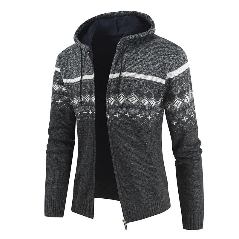 Extra Fleece Thickened Men's Sweater Plus Size Men's Casual Jacket Hooded Cardigan