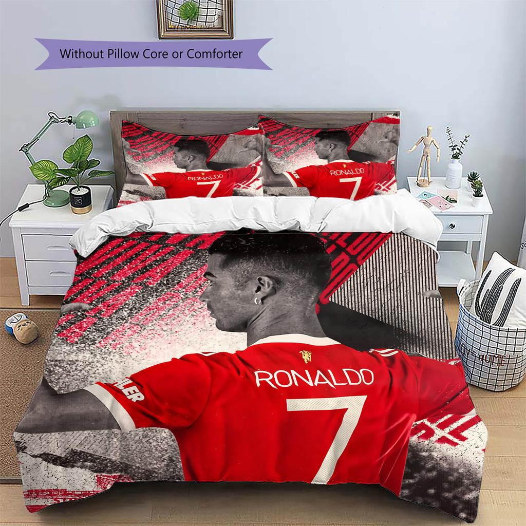 Football Player Background Pattern Bedding Quilt Set Home Decoration Gift (1 * duvet cover + 2 * pillowcase without core)