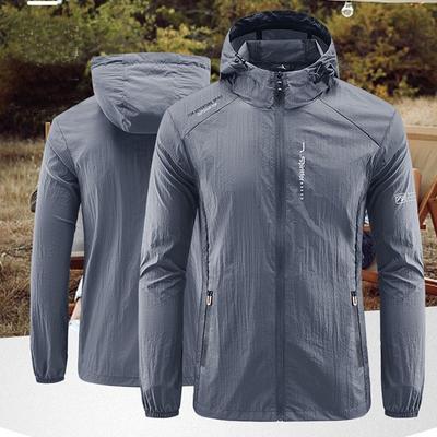 Summer Outdoor Quick Dry Sun-Protective Thin Jacket Men Hiking Fishing Cycling Hooded Gym Sport Windbreaker Ultra Light Coats