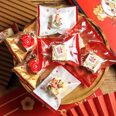 100 Stück Neujahrs-Geschenktüten Transparent Schneeflocke Knuspermaschine Versiegelung Süßigkeiten Nougat Verpackung