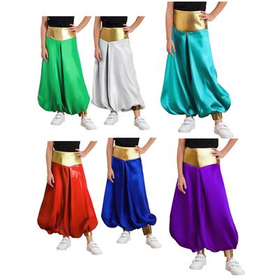 Costume Principe Arabo per Ragazzi Pantaloni Harem a Vita Alta Larghi Pantaloni da Ballo Larghi Casual Outfit di Halloween