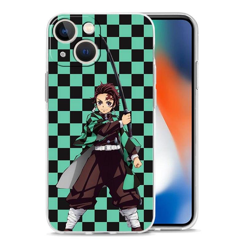 Demon Slayer Anime Logo Phone Case For iPhone 14 13 11 12 Pro Max X XR XS 7 8 Plus SE Transparent Soft Cover TPU Fundas Coque