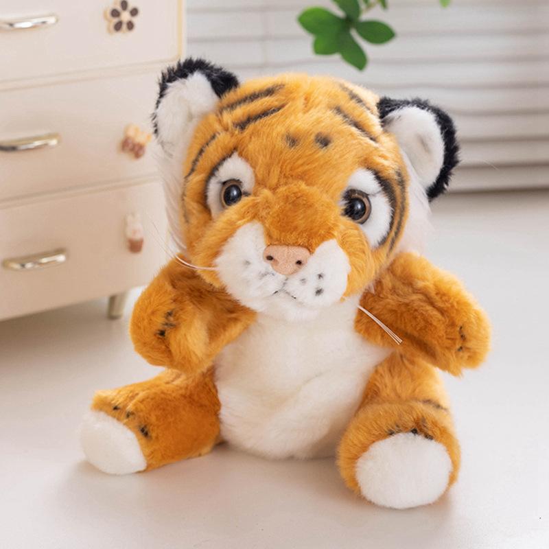 New Tiger Plush Toys Hand Puppet Cotton Stuffed White Yellow Tiger Dolls Hand Puppets Educational Fairy Tale Theater Props H1