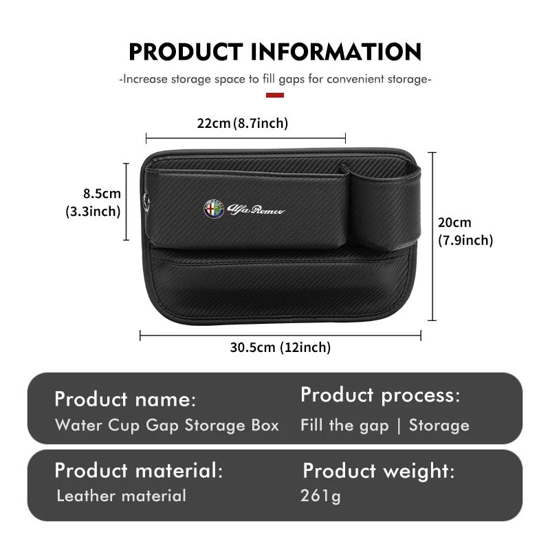 Leather Car Seat Gap Filler Storage Box Pocket Cup Phone Holder For Alfa Romeo 159 Giulietta 156 147 Giulia Mito GT Stelvio