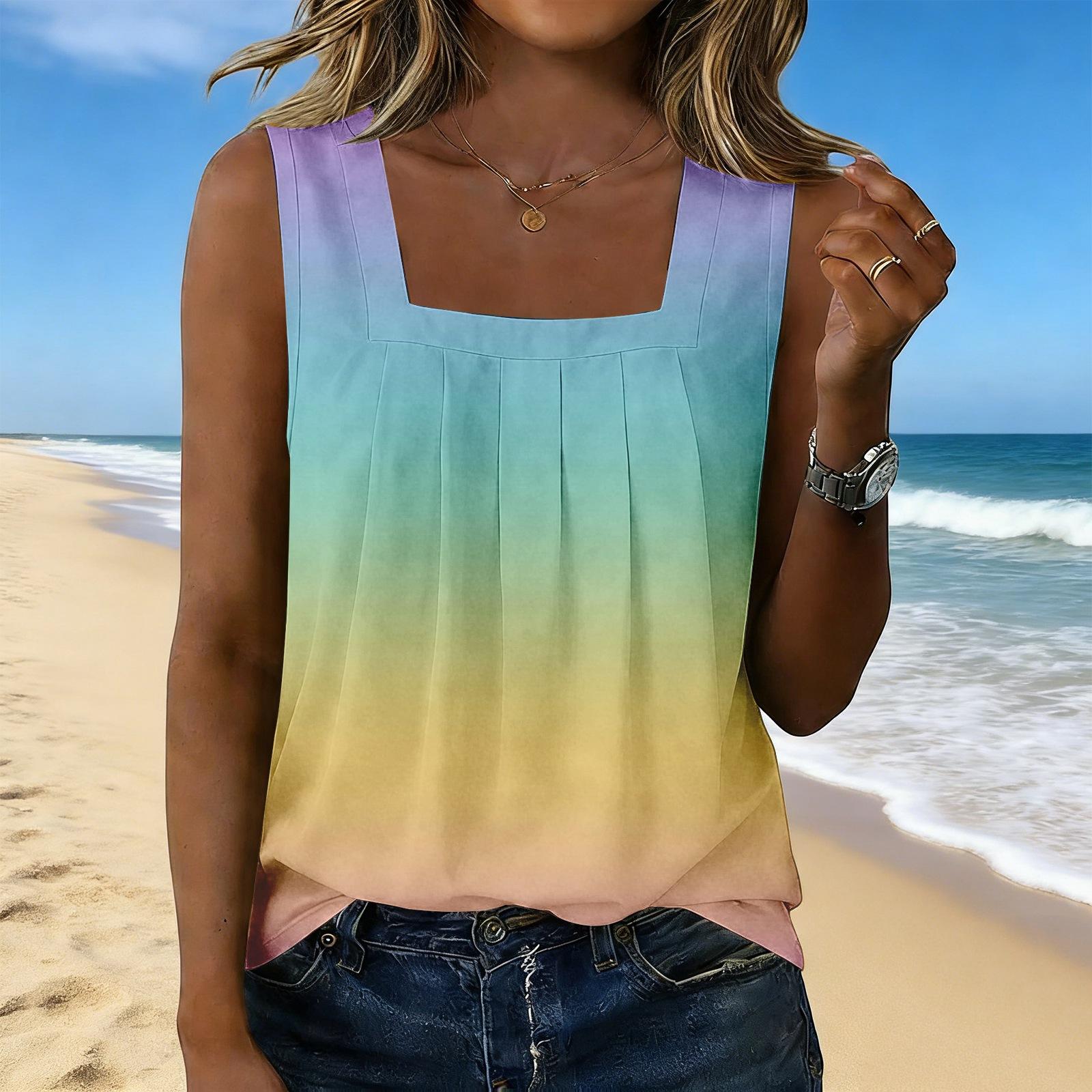 

Women s Fashionable Casual Vintage Print Tank Top XXL жовтий