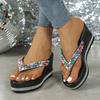 Colorful Gem High Wedges Flip Flops Women Summer  Chunky Platform Crystal Clip Toe Sandals Woman Thick Bottom Beach Slippers