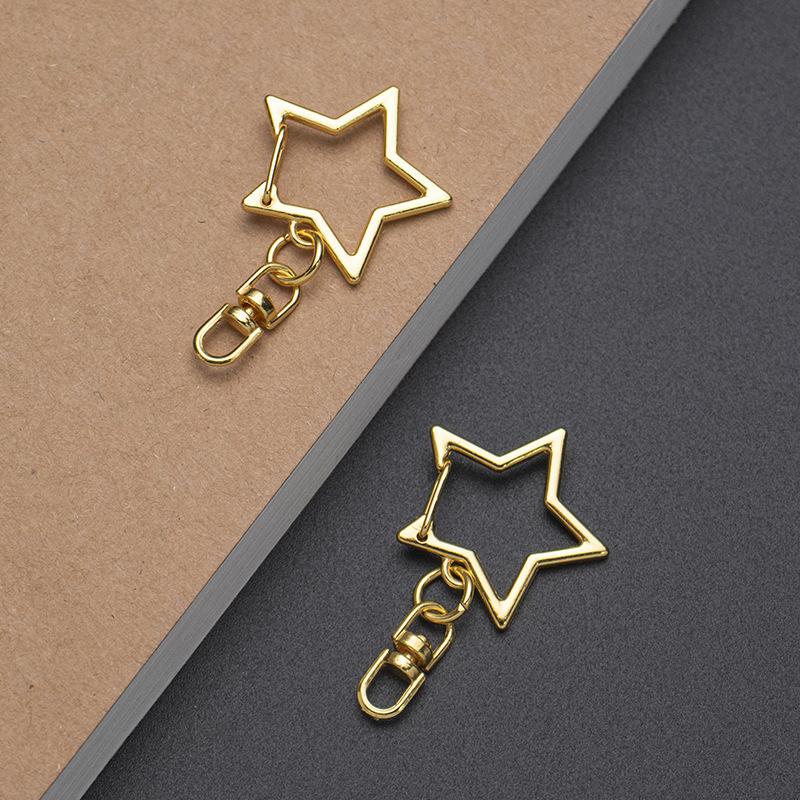 20 ks Klip na klíče ve tvaru hvězdy s pružinovým uzávěrem a řetízkem, závěsná přezka, otevřený spojovací kroužek a kovová otočná karabina pro DIY výrobu šperků